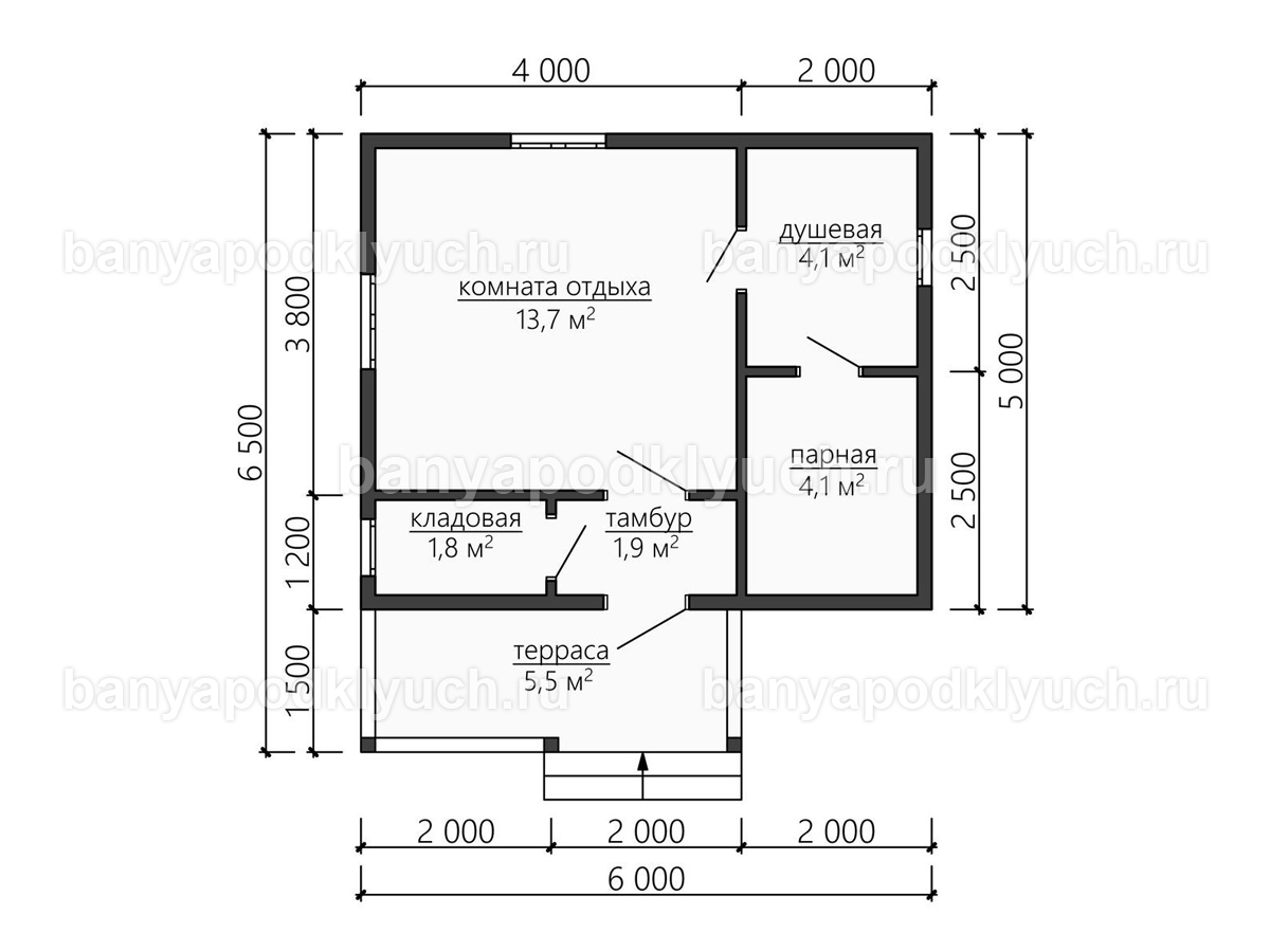 Каркасная баня 6.5x6 м Каркасная баня 6.5x6 м